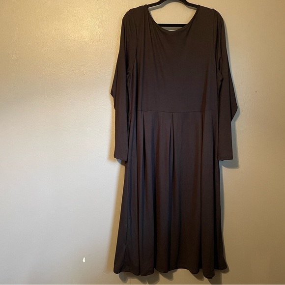 NWOT 24/7 Comfort Apparel Sz 2X Black Babydoll Long Sleeve Scoop-neck Midi Dress - Picture 11 of 11